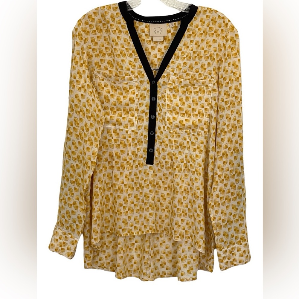 Anthropologie Vanessa Virginia Sunburst Honore Yellow Print Blouse NWOTS